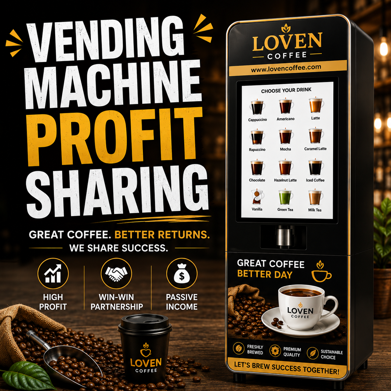 LOVEN COFFEE VENDING MACHINE SHARING PROFITS
